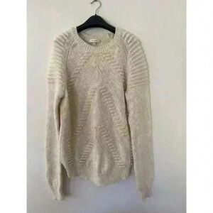 MILLY 100% Wool Cream Tan Heavy Weight Knit Sweater Size Medium